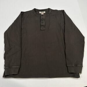 DEVIUM Henley Shirt Mens L Green Long Sleeve Cotton Blend Thermal Made In USA